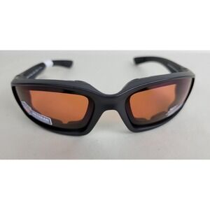 New Epoch Foam Padded Motorcycle Sunglasses Black Frames Amber Lens ANSI‎ Z87.1+
